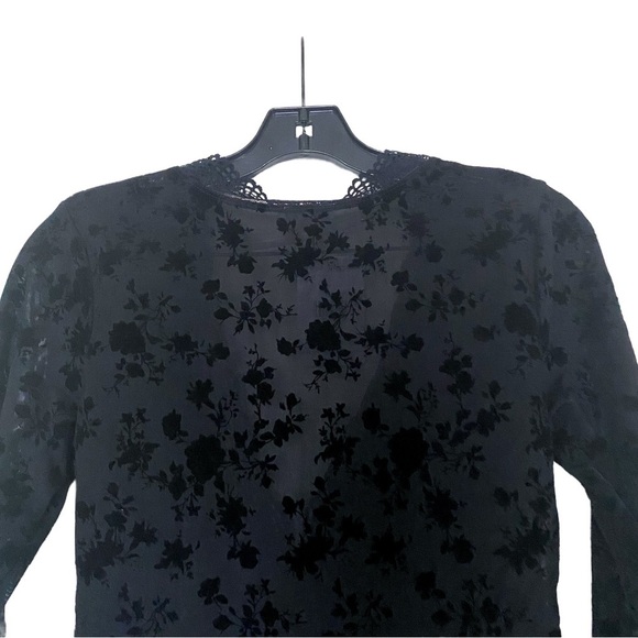 Free People Babes In Bandeaus Bodysuit Lace Sheer Velvet Floral Black L NWT - Picture 7 of 7